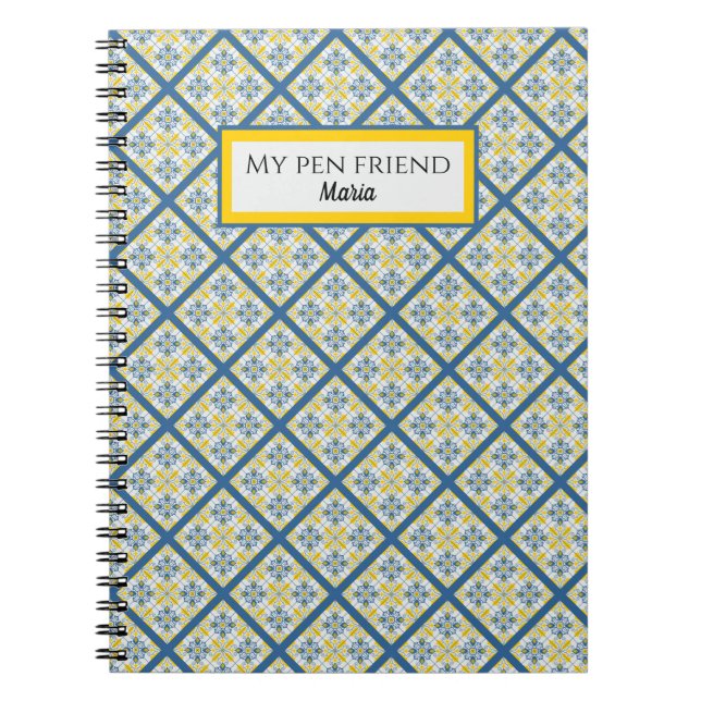 Blaue und gelbe hübsche portugiesische Fliesen Notizblock (Vorderseite)
