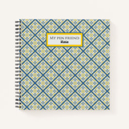 Blaue und gelbe hübsche portugiesische Fliesen Notizbuch