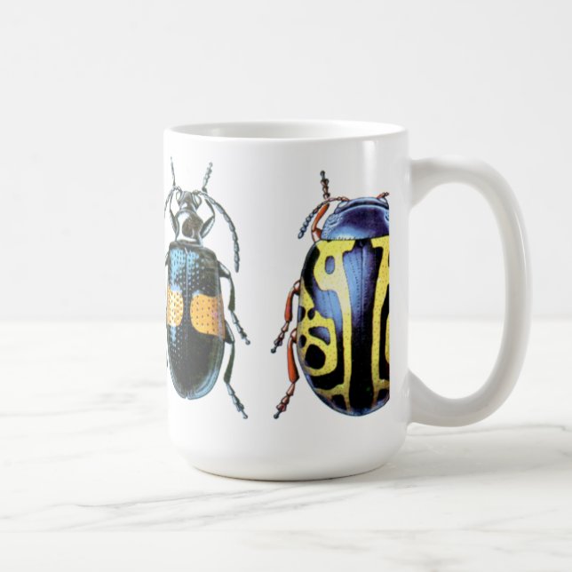 Blaue und gelbe Käfer-Tasse Kaffeetasse (Rechts)