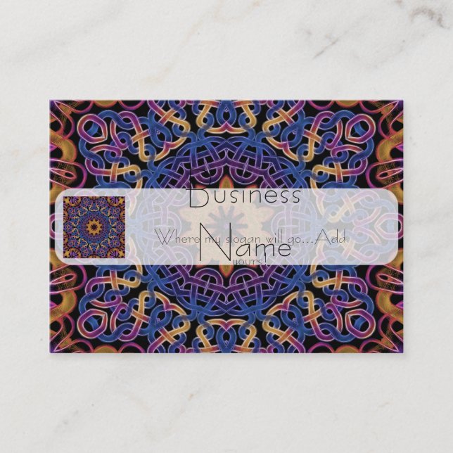 Blaue und gelbe keltische Knotenfliese 147 Visitenkarte (Vorderseite)