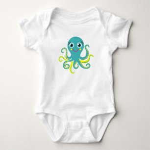 Blaue und gelbe Krake Baby Strampler