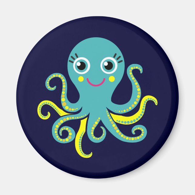 Blaue und gelbe Krake Magnet (Vorne)