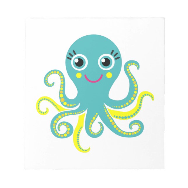 Blaue und gelbe Krake Notizblock (Vorderseite)