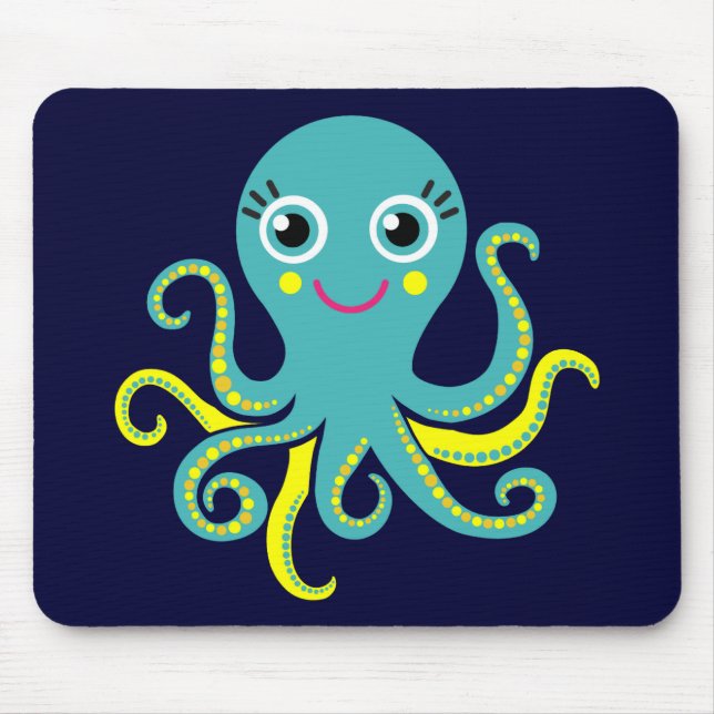 Blaue und gelbe Kraken Mousepad (Vorne)