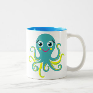 Blaue und gelbe Kraken Zweifarbige Tasse