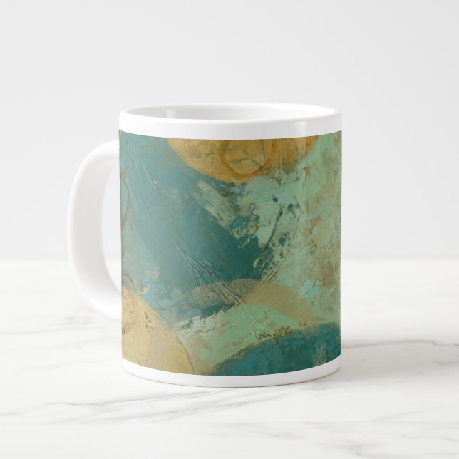 Blaue und gelbe Kreise Jumbo-Tasse (Vorderseite Links)