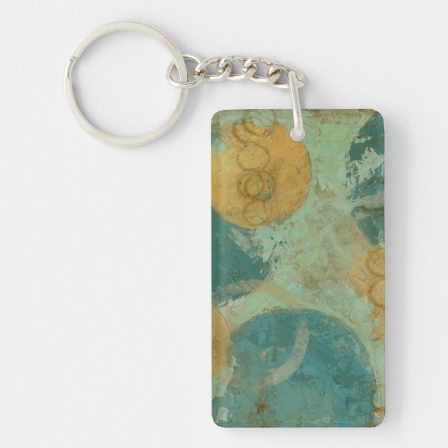 Blaue und gelbe Kreise Schlüsselanhänger (Vorderseite)