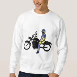 Blaue und gelbe Leathers bei einem Motorradrennen Sweatshirt