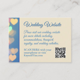 Blaue und gelbe, leuchtende Herzen Hochzeit Begleitkarte