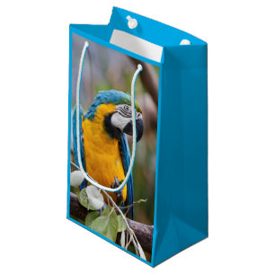 Blaue und gelbe Macaw-Geschenk-Tasche Kleine Geschenktüte
