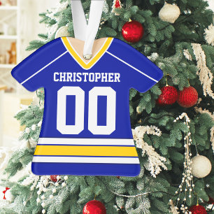 Blaue und gelbe maßgeschneiderte Hockey-Trikots Ornament