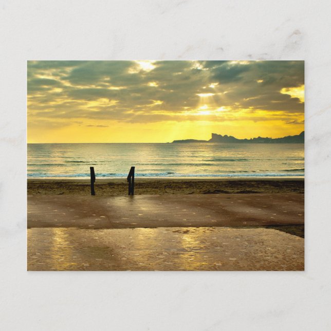 Blaue und gelbe Meereslandschaft Postkarte (Vorderseite)