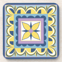 Blaue und gelbe mexikanische Talavera-Fliese