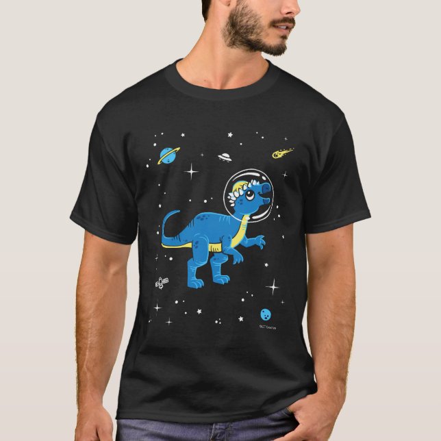 Blaue und gelbe Pachycephalosaurus Dinos im Weltra T-Shirt (Vorderseite)