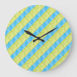 blaue und gelbe Paletten Große Wanduhr