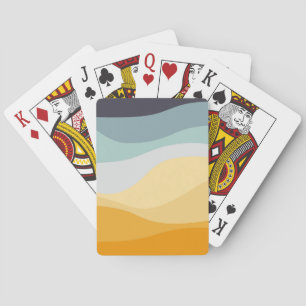 Blaue und gelbe Retromeere Spielkarten