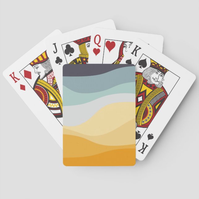 Blaue und gelbe Retromeere Spielkarten (Rückseite)