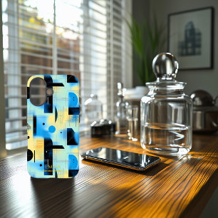 Blaue und gelbe ruhige geometrische Kunst-Handyhül iPhone 16 Hülle