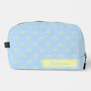 Blaue und gelbe Schleifenmuster-Coquette-Kosmetik Waschbeutel
