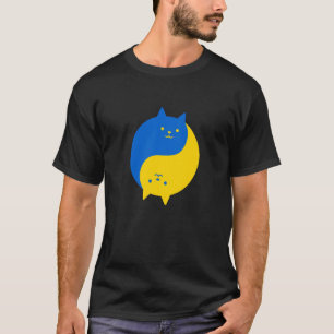Blaue und gelbe Siegkatzen balancieren Yin Yang Me T-Shirt