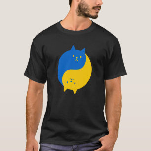 Blaue und gelbe Siegskatzen Balanced Yang Meo T-Shirt