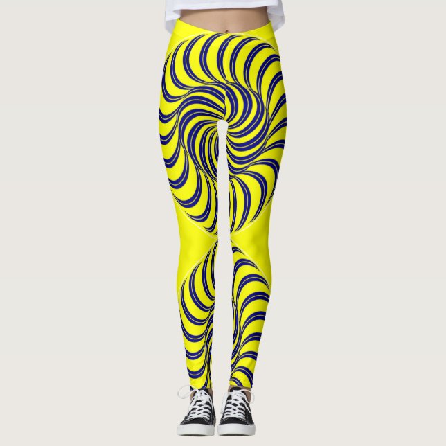 Blaue und gelbe Spirale Leggings (Vorderseite)