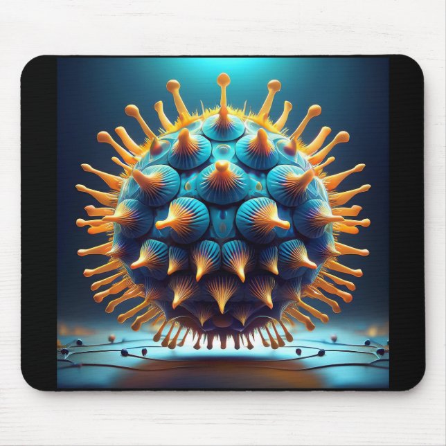 Blaue und gelbe Sporenkugel Mousepad (Vorne)