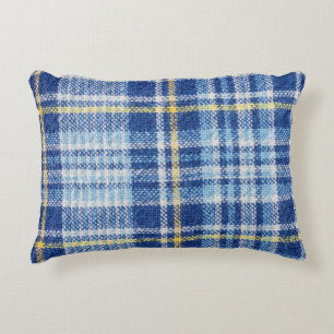 Blaue und gelbe Tartan oder karierter Hintergrund Dekokissen