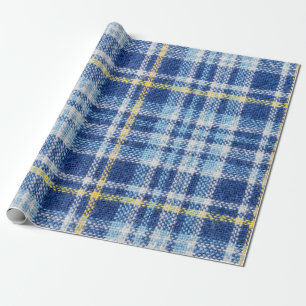 Blaue und gelbe Tartan oder karierter Hintergrund Geschenkpapier