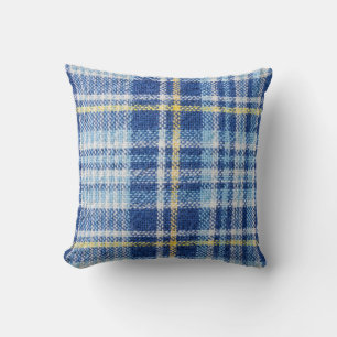 Blaue und gelbe Tartan oder karierter Hintergrund Kissen