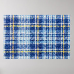 Blaue und gelbe Tartan oder karierter Hintergrund  Poster