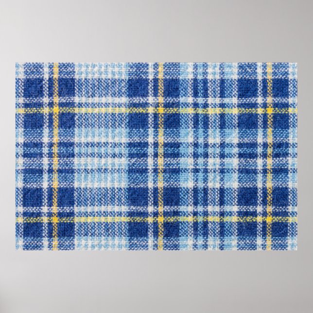 Blaue und gelbe Tartan oder karierter Hintergrund  Poster (Vorne)