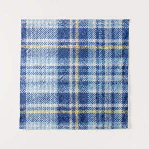 Blaue und gelbe Tartan oder karierter Hintergrund  Wandteppich