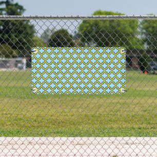 Blaue und gelbe Trellis, Gitter, Quatrefolie Banner