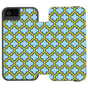 Blaue und gelbe Trellis, Gitter, Quatrefolie Incipio Watson™ iPhone 5 Geldbörsen Hülle