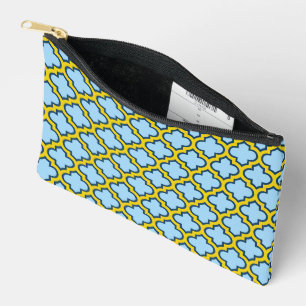 Blaue und gelbe Trellis, Gitter, Quatrefolie Zubehörtasche