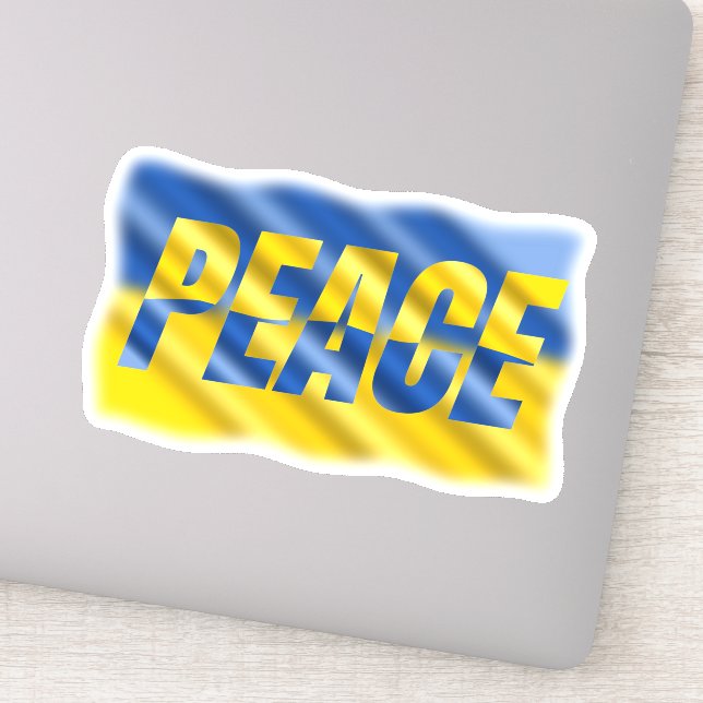 Blaue und Gelbe Ukraine inspirieren zum Frieden im Aufkleber (Detail)
