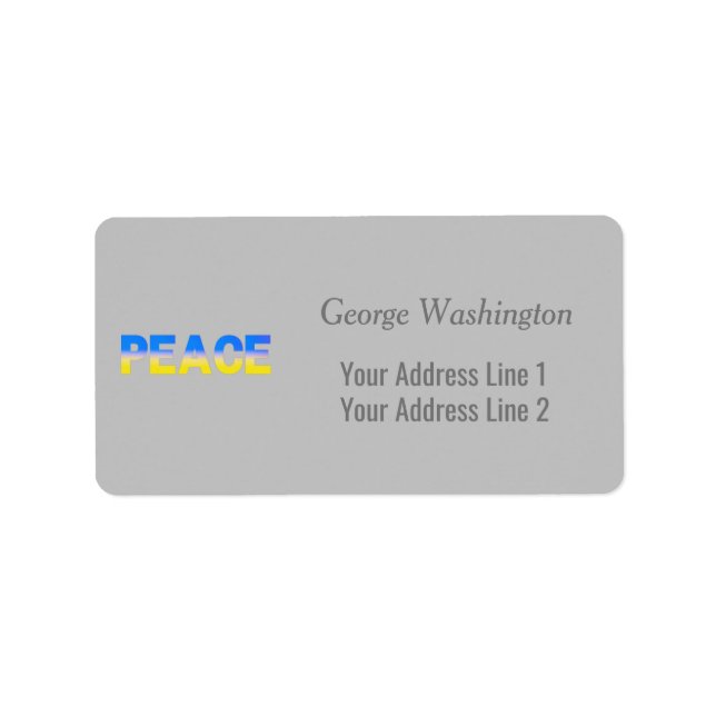 Blaue und Gelbe Ukraine Inspiriert Frieden ohne Kr Adressaufkleber (Vorne)