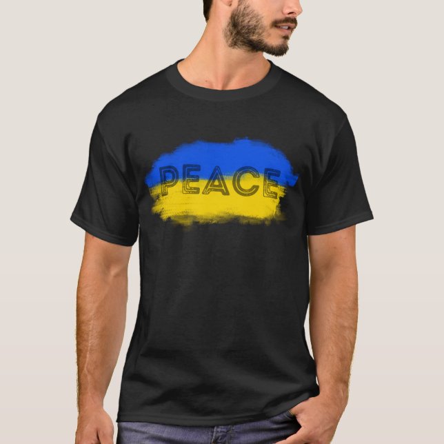 Blaue und Gelbe Ukraine Inspiriert Frieden ohne Kr T-Shirt (Vorderseite)