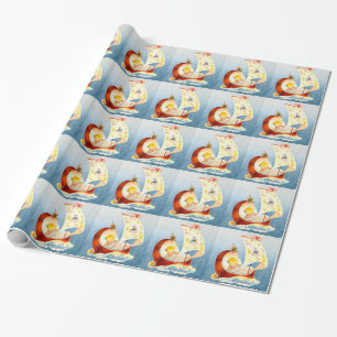 Blaue und gelbe Vintage-Baby-Shower-Geschenkpapier Geschenkpapier