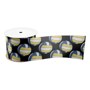 Blaue und gelbe Volleyball-Muster Satinband