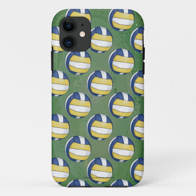 Blaue und gelbe Volleyballmuster Case-Mate iPhone Hülle (Rückseite)