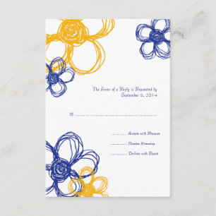 Blaue und gelbe wild lebende Blume Hochzeit-RSVP RSVP Karte