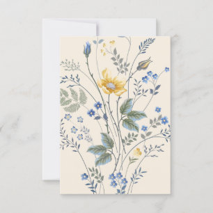 Blaue und gelbe Wildblumen-Antwortkarte RSVP Karte