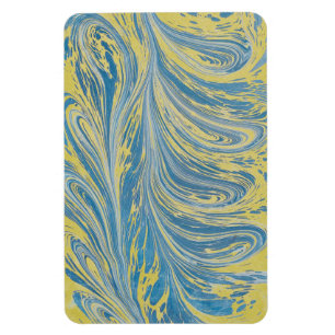 Blaue und goldene abstrakte Welle Magnet