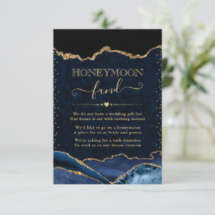 Blaue und Goldene Achat Hochzeits Flitterwochen Fo Begleitkarte