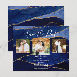 Blaue und goldene Achat-Moderne-Hochzeit - Termin