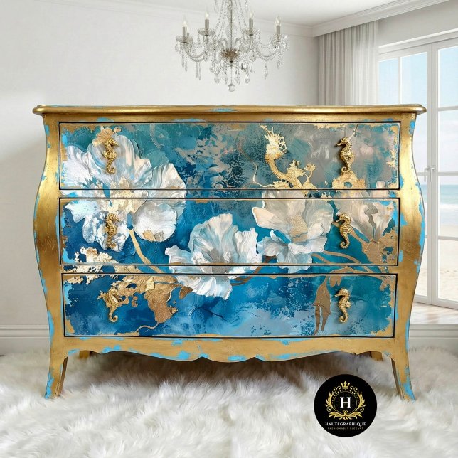 Blaue und goldene Algen an der Küste Seidenpapier (Von Creator hochgeladen)