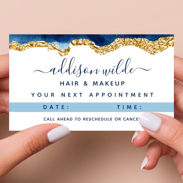 Blaue und goldene Aquarellkarte Terminkarte (Von Creator hochgeladen)