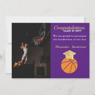 Blaue und goldene Basketball-Abschlussankündigung Ankündigung
